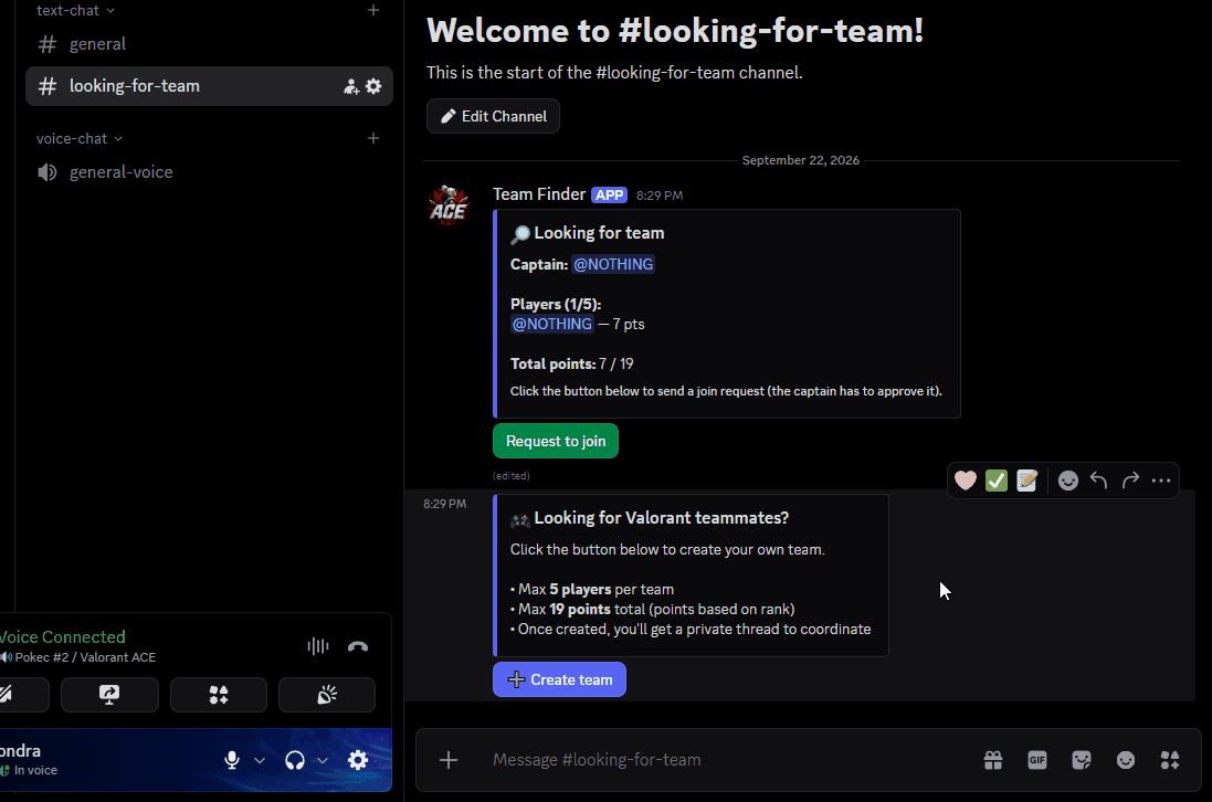 Team Finder denying a join request that would go over the point cap